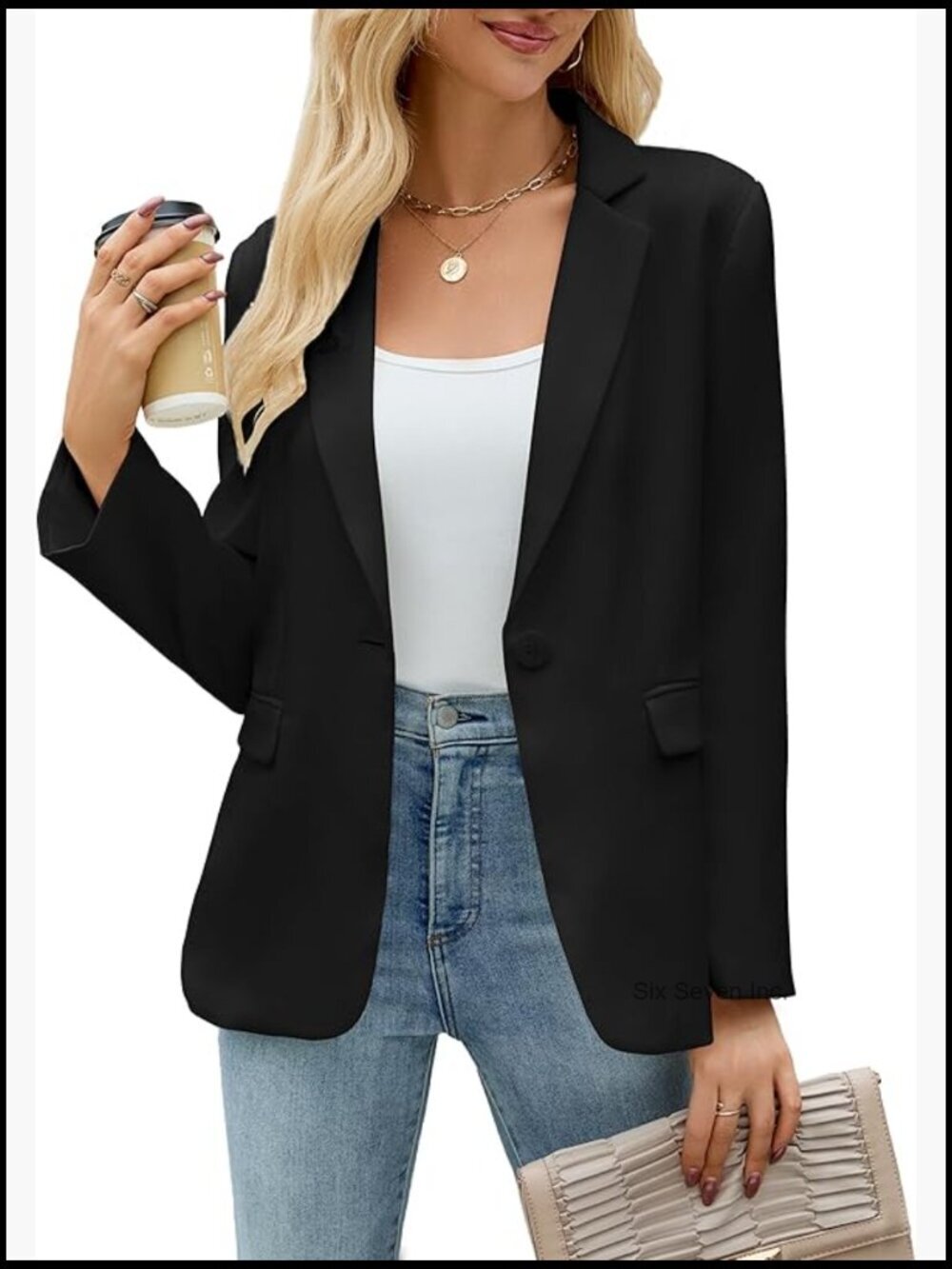Women's Blazer Business Casual Long Sleeve Lapel Open Front Suit Jacket Work